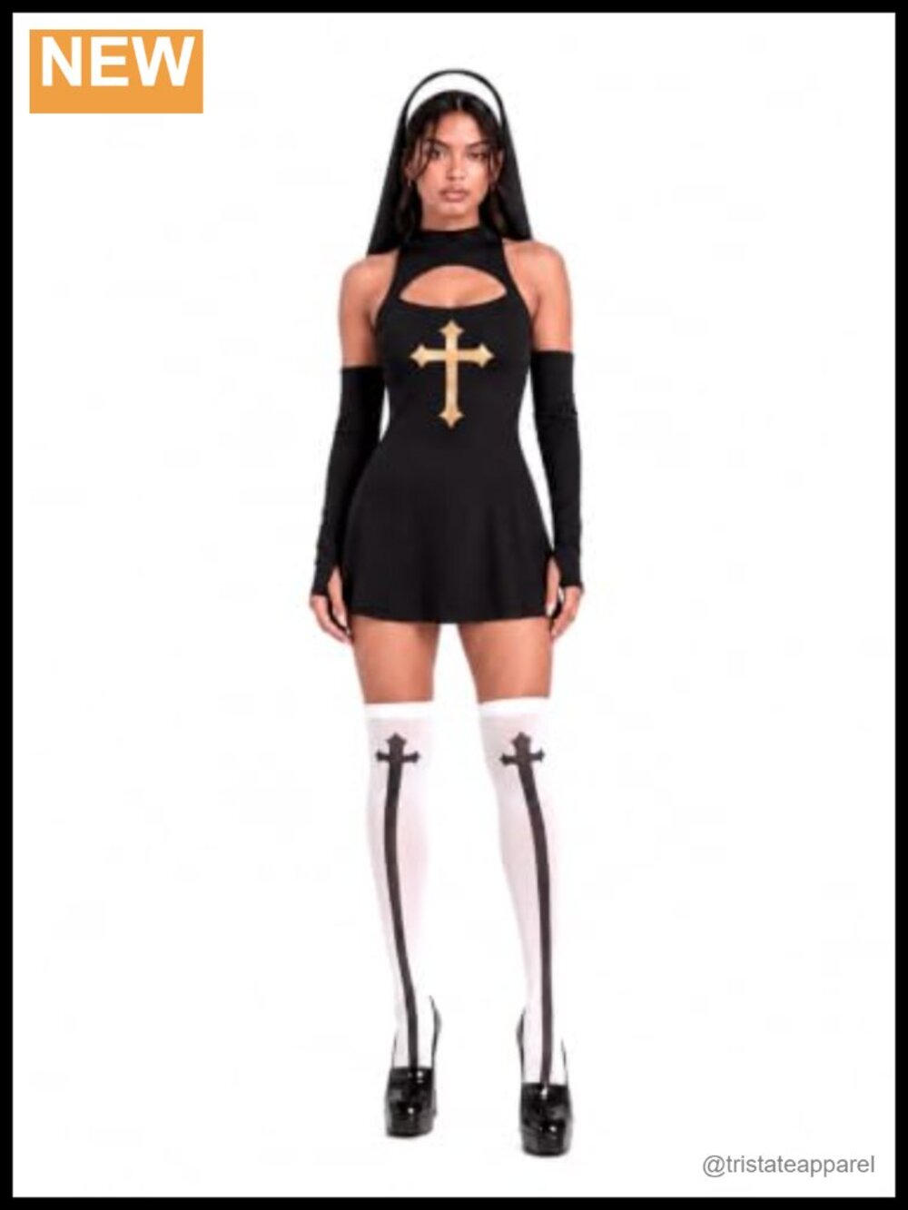 Nun Costume Women Holy Sister Sin Outfit Halloween Cosplay Set